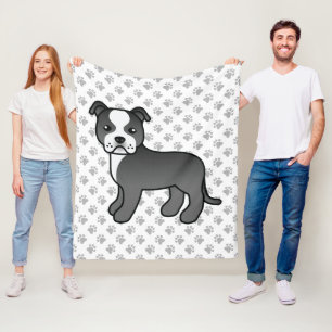 Manta Polar Staffie Blanco Y Negro Perro De Dibujos Animados L