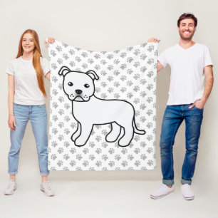 Manta Polar Staffie inglés blanco Perro de dibujos animados li