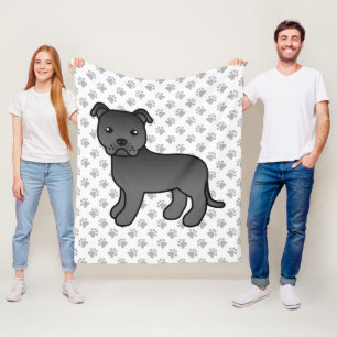 Manta Polar Staffie inglés negro lindo perro de dibujos animad