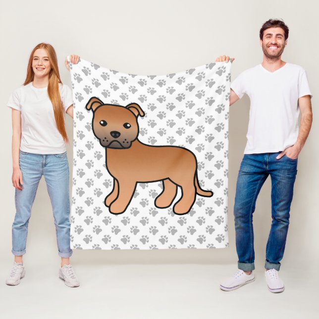 Manta Polar Staffie inglés rojo lindo perro de dibujos animado (In situ)
