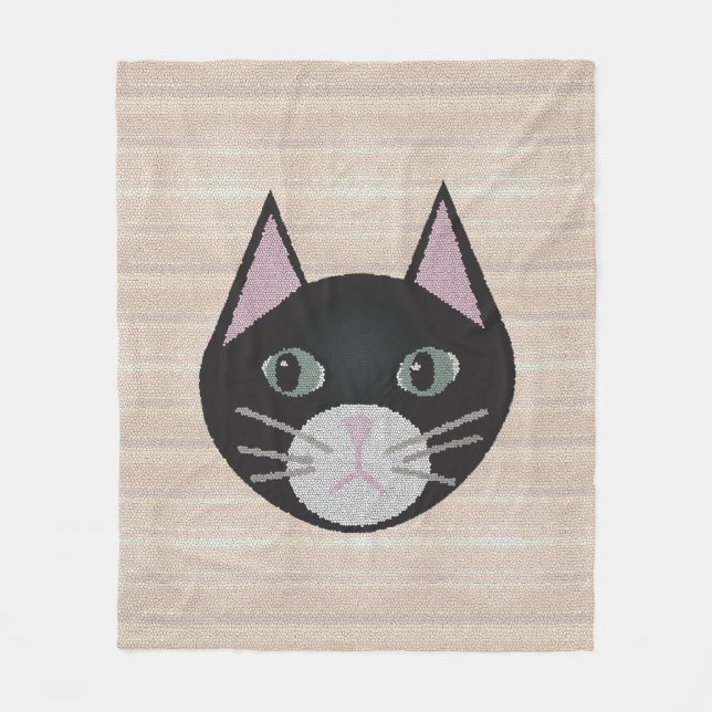 Manta Polar Stained Glass Black Cat, Beige (Anverso)