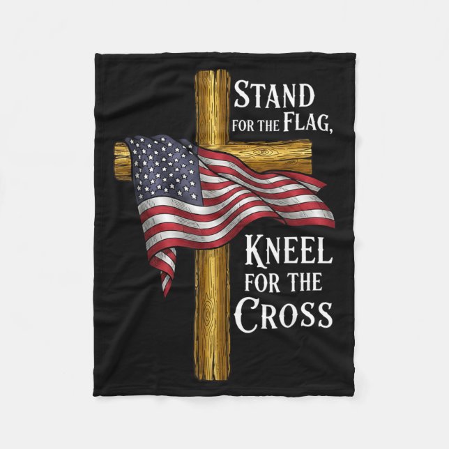 Manta Polar Stand For Flag Kneel For Cross Patriotic Christian (Anverso)