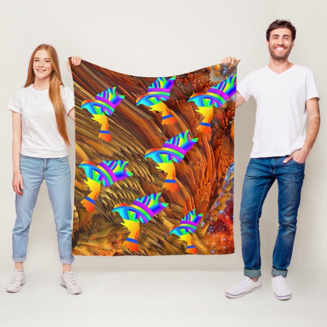 Manta Polar Star Birds Fleece Blanket (In situ)