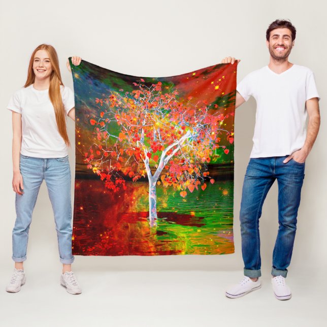 Manta Polar Star Tree Fleece Blanket (In situ)