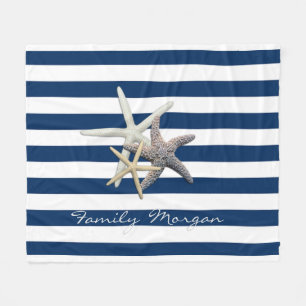 Manta Polar Starfish Adorable, Navy Blue Stripes Personalizado