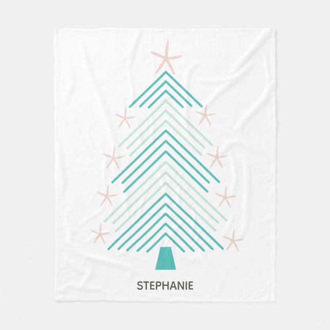 Manta Polar Starfish Folk Art Árbol tropical de Navidad (Anverso)