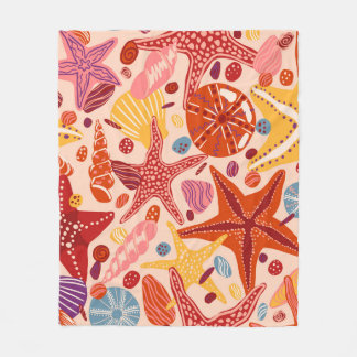 Manta Polar Starfishes, shells and stones flat hand drawn Vint