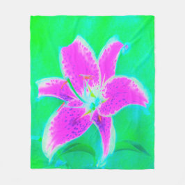 Manta Polar Stargazer rosa caliente Lily sobre Turquesa y Verd