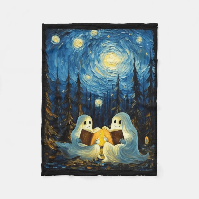 Manta Polar Starnight Ghost Book leyendo camping Halloween (Anverso)