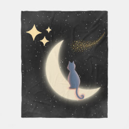 Manta Polar Starry Night Cat y Crescent Moon