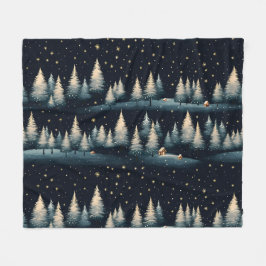 Manta Polar Starry Winter Forest Night Fleece Blanket