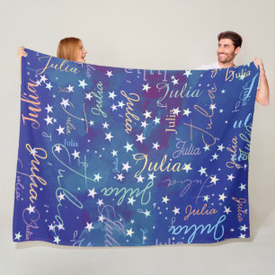 Manta Polar Stars Blue Hues Sky con su nombre por todas partes