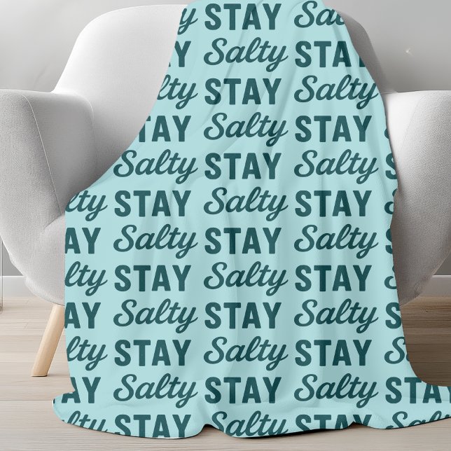 Manta Polar Stay Salty Teal Sea Glass Blue Beach Decor Graphic (Subido por el creador)