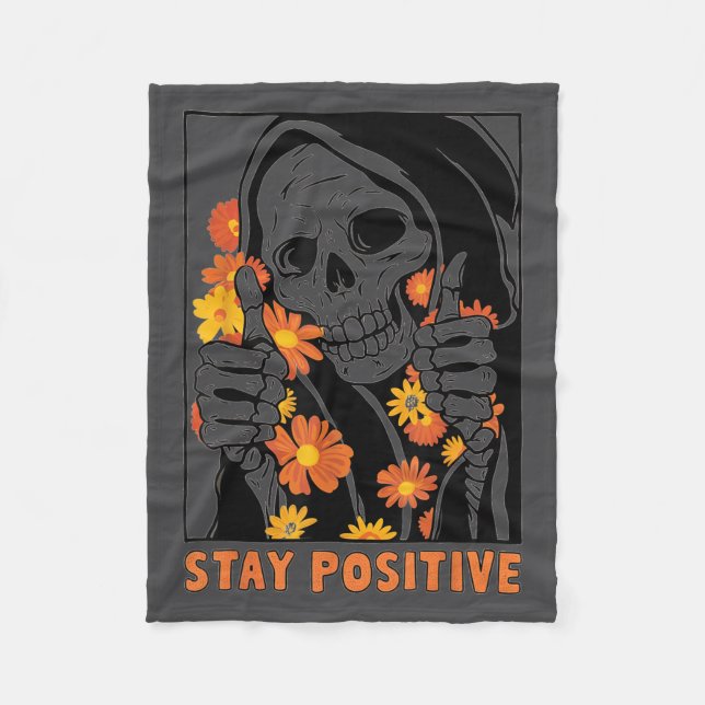 Manta Polar Stay Sitive Skeleton Halloween Motivational Funny  (Anverso)