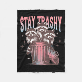 Manta Polar Stay Trashy Humor Raccoon Retro Tema Raccoon Mem