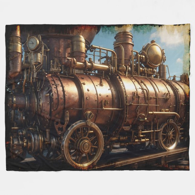 Manta Polar Steampunk Copper Steam Train (Frente (Horizontal))