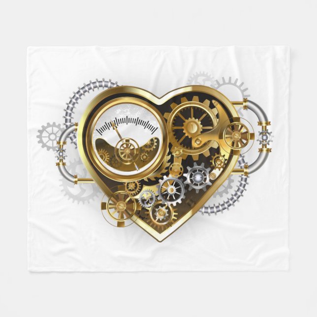 Manta Polar Steampunk Heart with a Manometer (Frente (Horizontal))