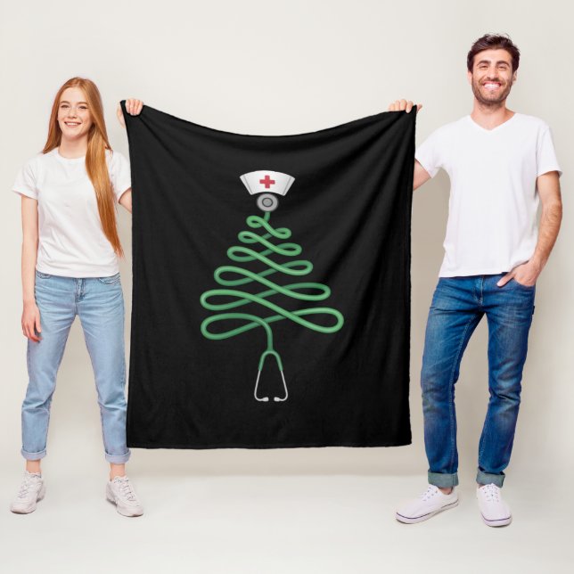 Manta Polar Stethoscope Árbol de Navidad Enfermera Bata de Nav (In situ)
