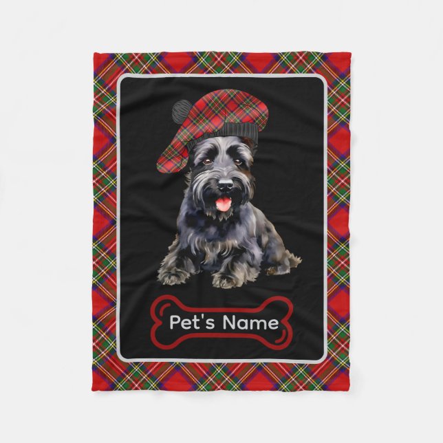 Manta Polar Stewart Scottie Dog Tartan Personalizado Dog (Anverso)