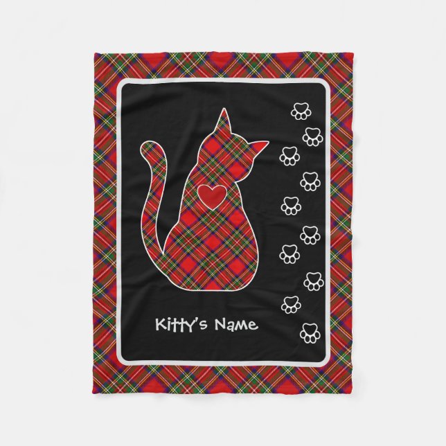Manta Polar Stewart Tartan Kitty Personalizado (Anverso)