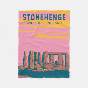Manta Polar Stonehenge Travel Art Retro Ilustracion