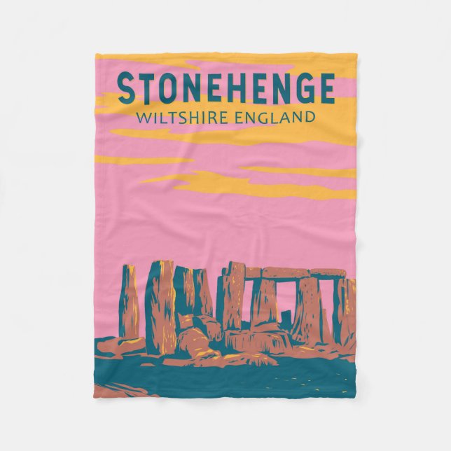 Manta Polar Stonehenge Travel Art Retro Ilustracion (Anverso)