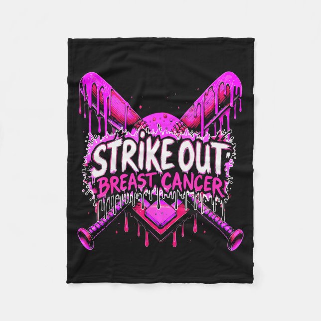 Manta Polar Strike Out Breast Cancer Baseball Softball Drip Ho (Anverso)