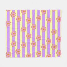 Manta Polar Stripe Morado Amarillo Tropical Floral Botánico