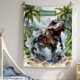 Manta Polar Strong T-Rex Blanket Nombre personalizado Niños pe