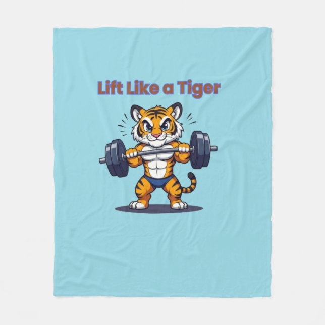 Manta Polar **Strong Tiger – Cute Tiger Lifting Weights Illust (Anverso)