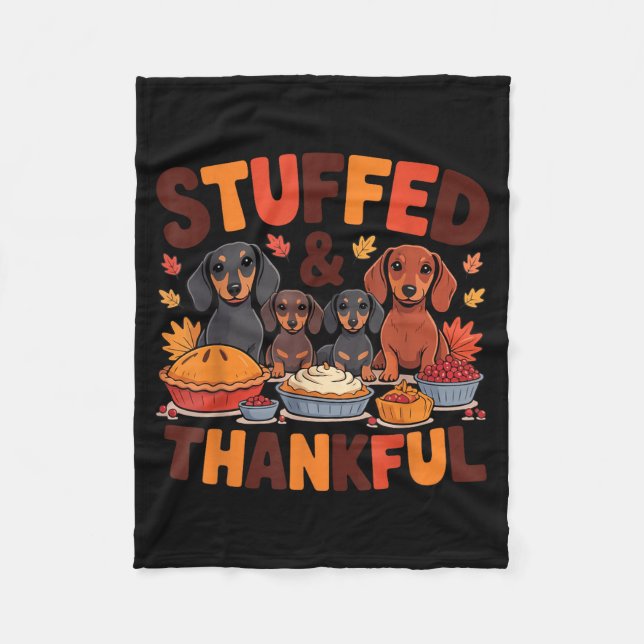 Manta Polar Stuffed And Thankful Dachshund Funny Thanksgiving  (Anverso)