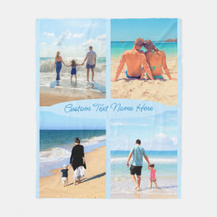 Manta Polar Su funda de Collage de fotos con texto Personaliza