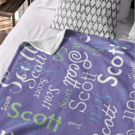 Manta Polar Su nombre tipografía color perwinkle