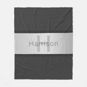 Manta Polar Su nombre y su monograma Grays and Faux Silver L