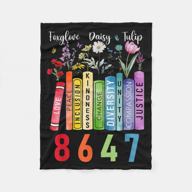 Manta Polar Suave Fantasma Floral Daisy Tulip Book Lover (Anverso)