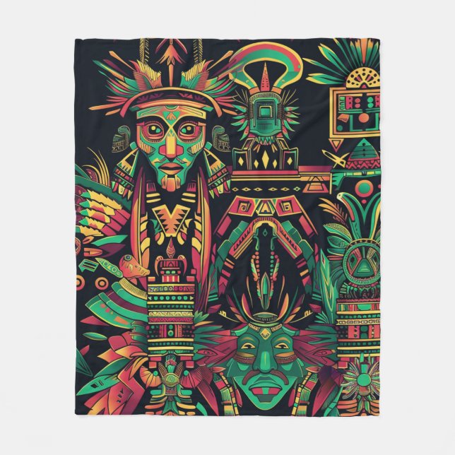 Manta Polar Suave "Paradigma Ancestral" Verde azulado Fleece M (Anverso)