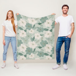 Manta Polar Suave patrón floral de crema de flor verde