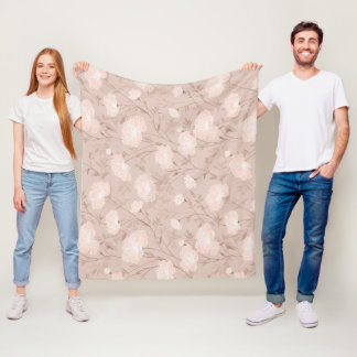 Manta Polar Suave patrón floral rosa beige neutral