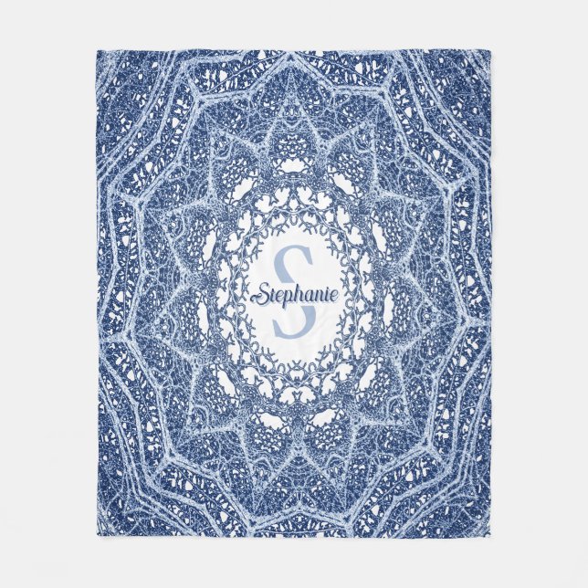 Manta Polar Subdivisión personalizada de árbol azul Mandala (Anverso)