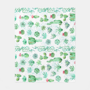 Manta Polar Suculento Jardín: Acuarela De Fondo Impresionante.