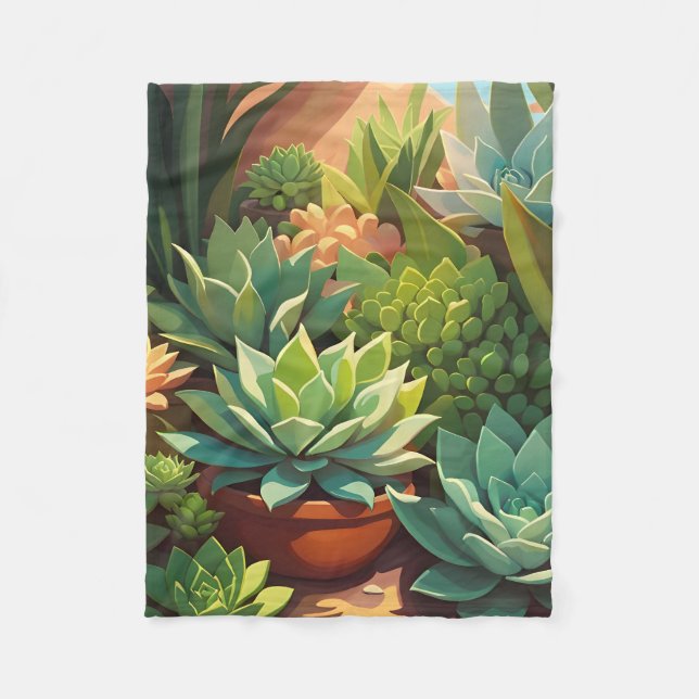 Manta Polar Suculento Jardín del Desierto Tropical (Anverso)