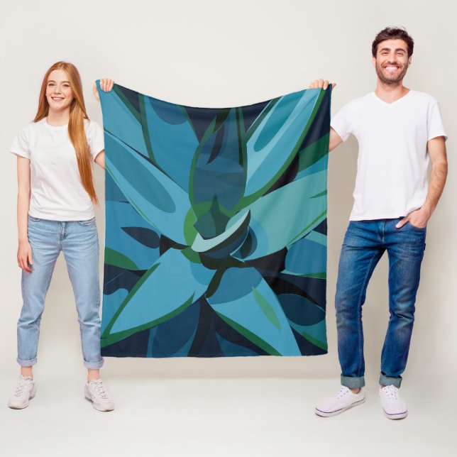 Manta Polar Suculentos Cactus Agave Azul (In situ)