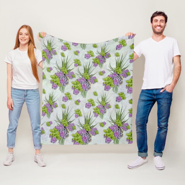 Manta Polar Suculentos tonos de verde marino y de lavanda (In situ)