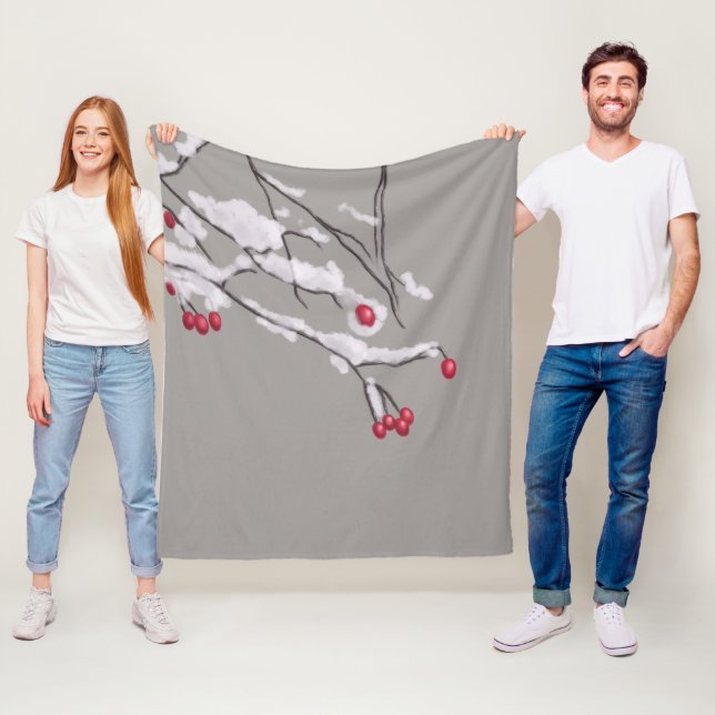 Manta Polar Sucursales De Winter Berries Cubiertas De Nieve (In situ)