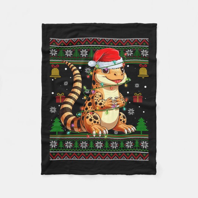 Manta Polar Sudan los Navidades feos de Gecko Santa Hat (Anverso)