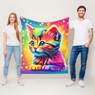 Manta Polar Sueño de gatito arcoiris