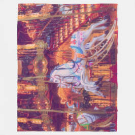 Manta Polar sueño infantil - carrusel de caballos viejos