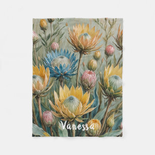 Manta Polar Sueño Pastel Protea: Floral elegante