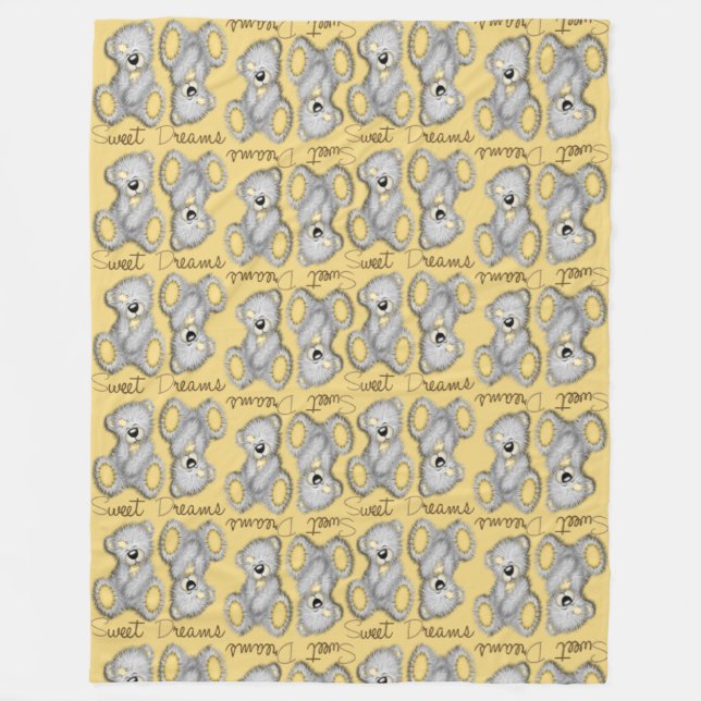 Manta Polar Sueños dulces de acurrucarse Teddy-buff amarillo (Anverso)