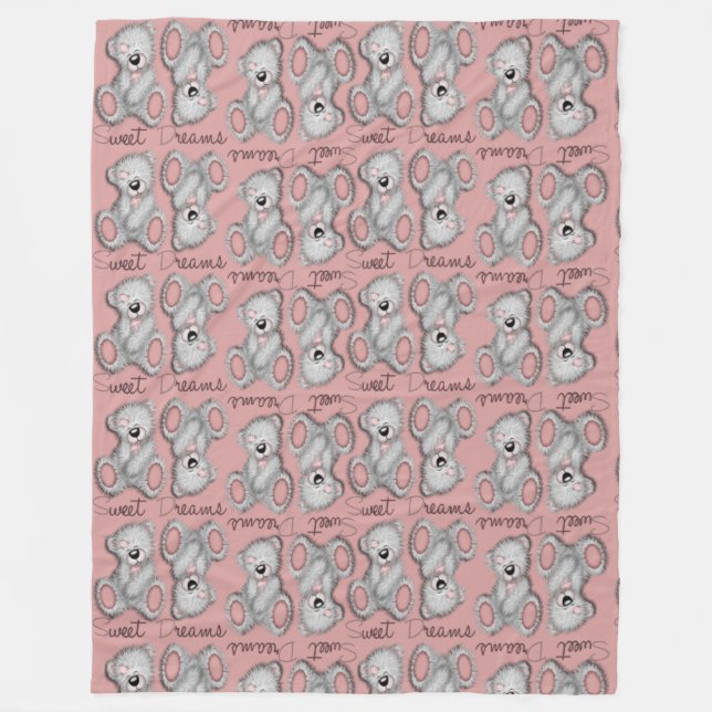 Manta Polar Sueños dulces de acurrucarse Teddy-soft rosa (Anverso)